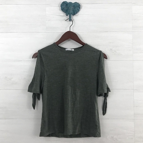 Zara Tops - NWOT Zara Army Green Cold Shoulder Tee